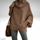 Lavinque Sweaters Marron / S Pull Oversize à Col Roulé | Bordeaux | Douillet et Élégant