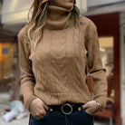 Lavinque Sweaters Marron / S Pull Torsadé Camel | Col Roulé | Chaud & Intemporel