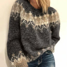 Lavinque Sweaters Noir / S Pull Hiver Douillet | Motif Nordique | Gris Dégradé et Beige