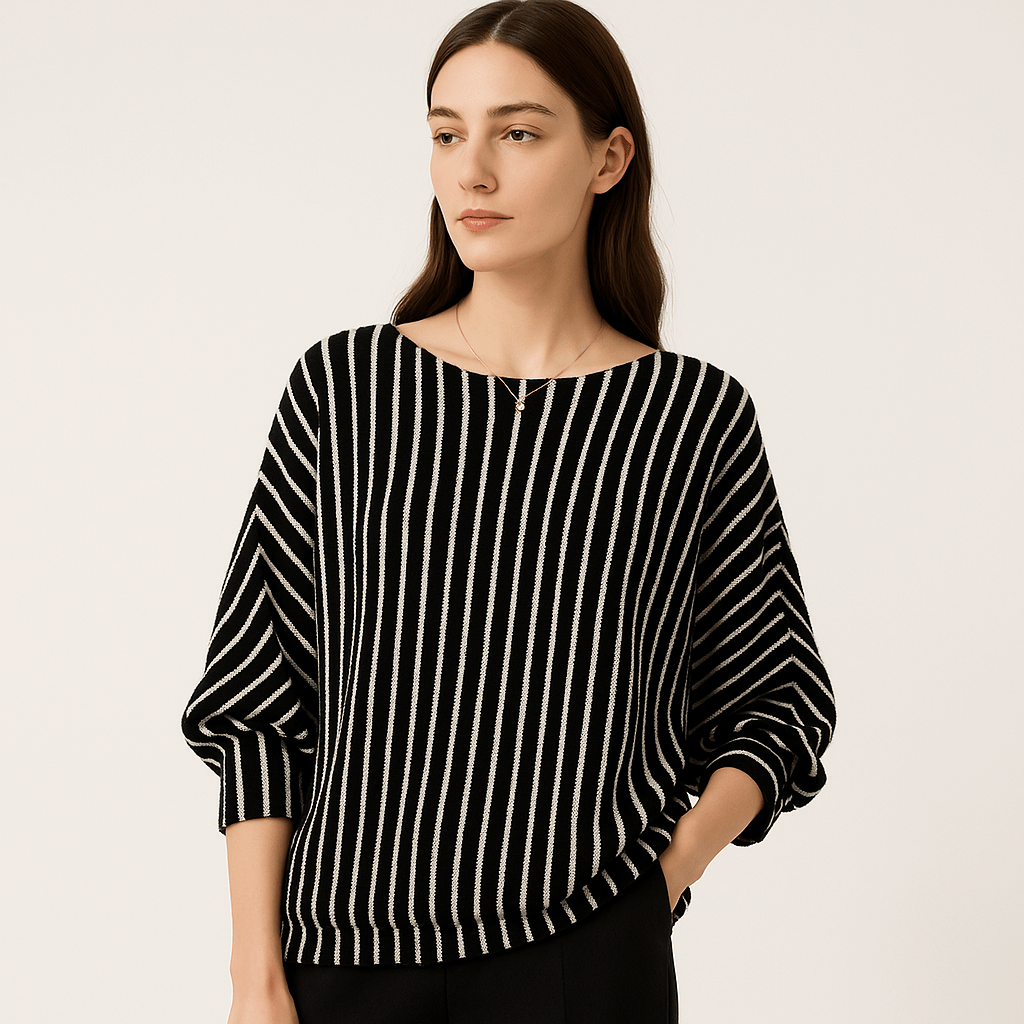 Lavinque Sweaters Noir / XS Pull à Rayures | Oversize | Confort & Élégance