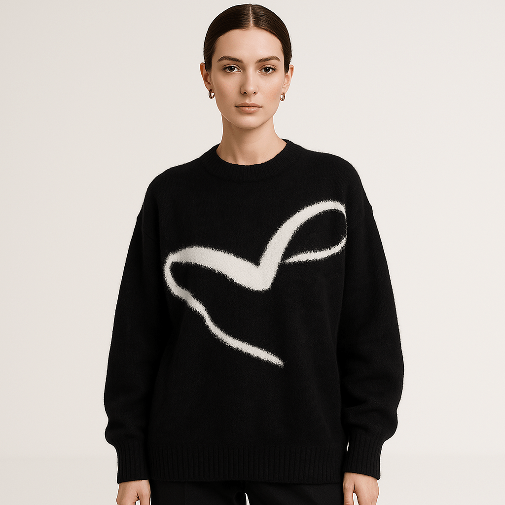 Lavinque Sweaters Noir / XS Pull Graphique Noir | Maille Douce | Style Oversize Moderne