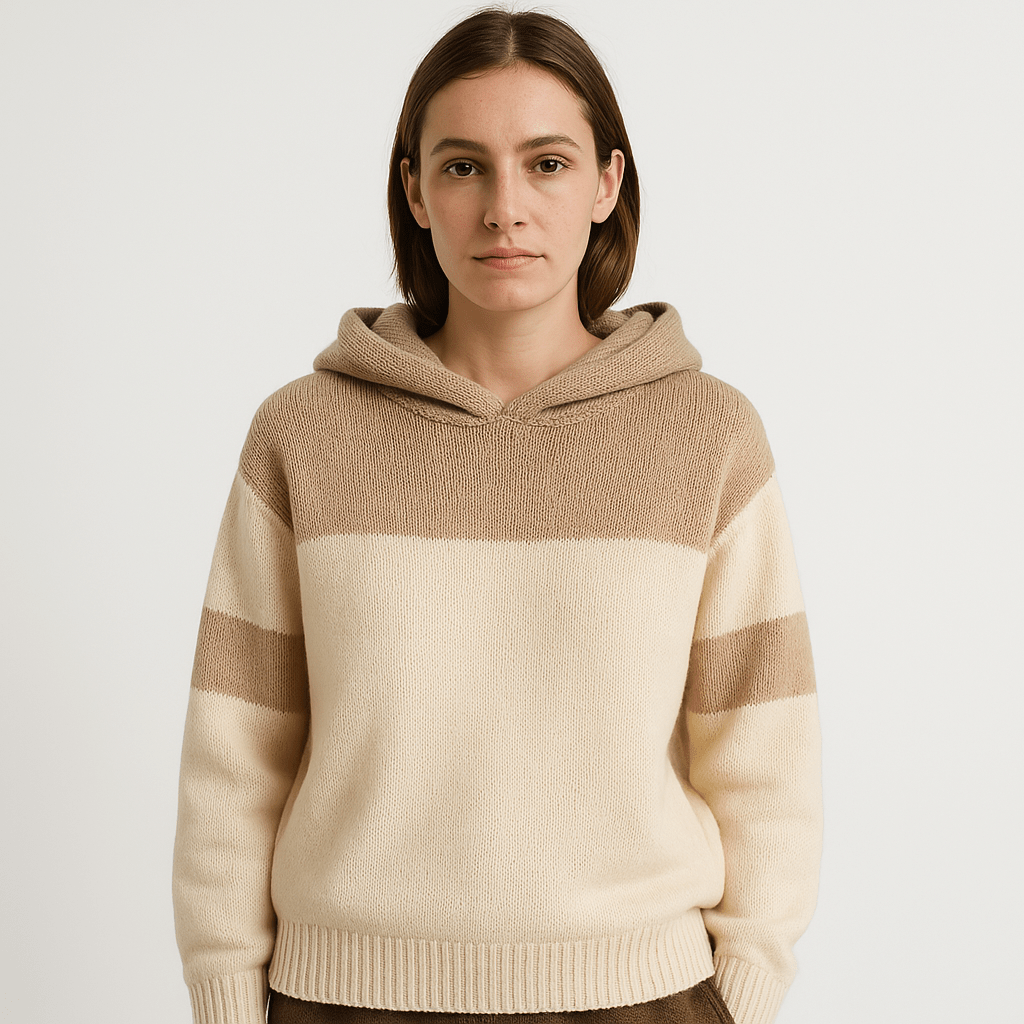 Lavinque Sweaters Pull à Capuche Bicolore | Noir & Blanc | Design Géométrique Moderne