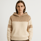 Lavinque Sweaters Pull à Capuche Bicolore | Noir & Blanc | Design Géométrique Moderne