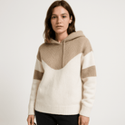 Lavinque Sweaters Pull à Capuche Bicolore | Noir & Blanc | Design Géométrique Moderne