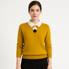 Lavinque Sweaters Pull à Col Chemise | Motif Losange | Élégance Décontractée