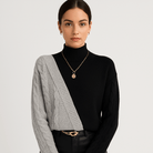 Lavinque Sweaters Pull Bicolore Graphique | Gris & Noir | Design Asymétrique et Moderne