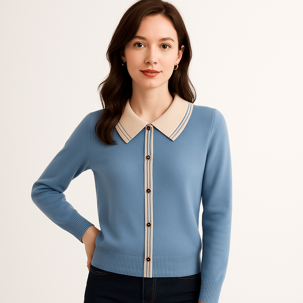 Lavinque Sweaters Pull Col Contrasté | Classique Chic | Confort et Élégance Quotidienne