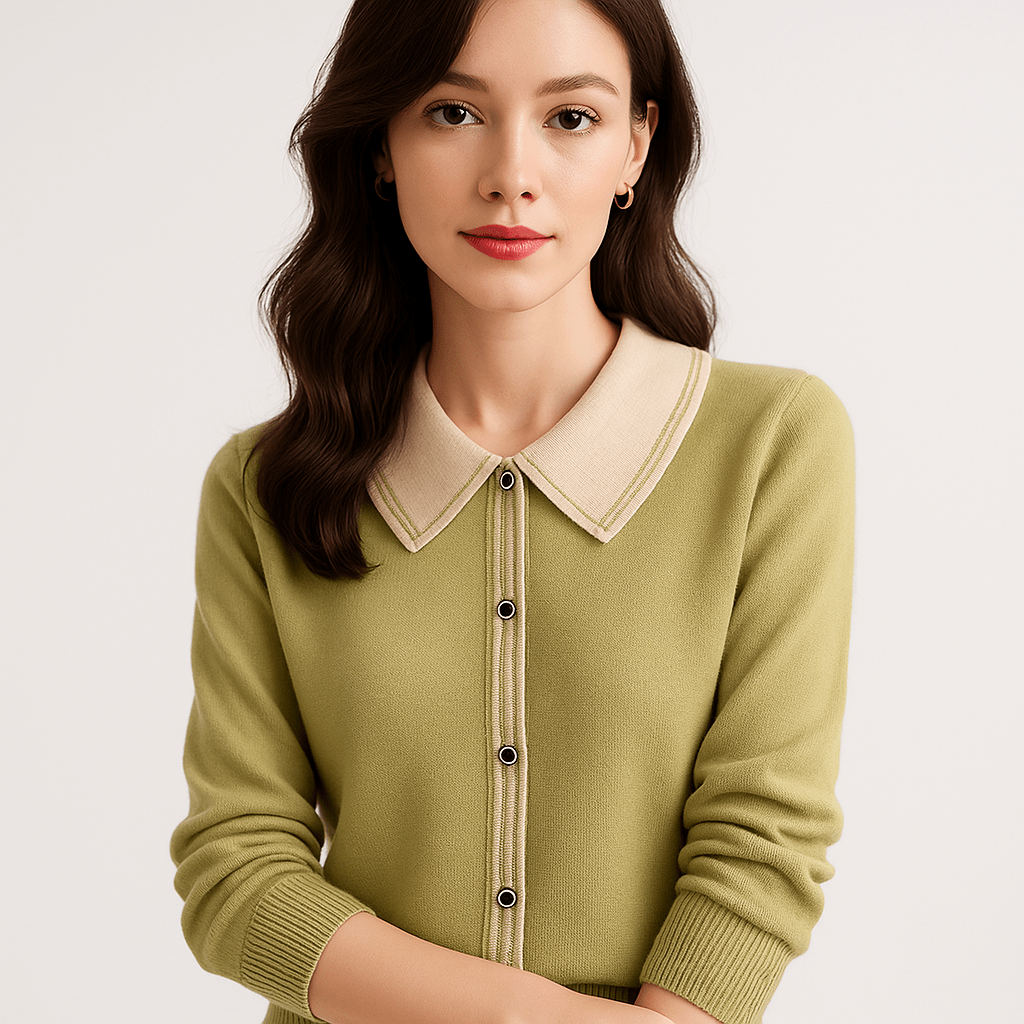 Lavinque Sweaters Pull Col Contrasté | Classique Chic | Confort et Élégance Quotidienne