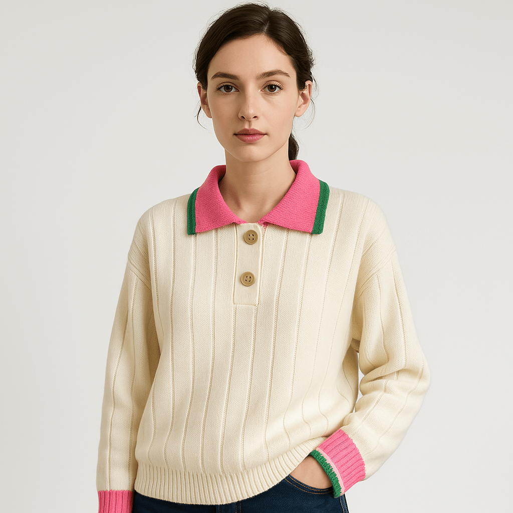 Lavinque Sweaters Pull Col Contrasté | Maille Douce | Coupe Décontractée