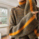 Lavinque Sweaters Pull en Maille Contrastée | Kaki & Moutarde | Original et Douillet