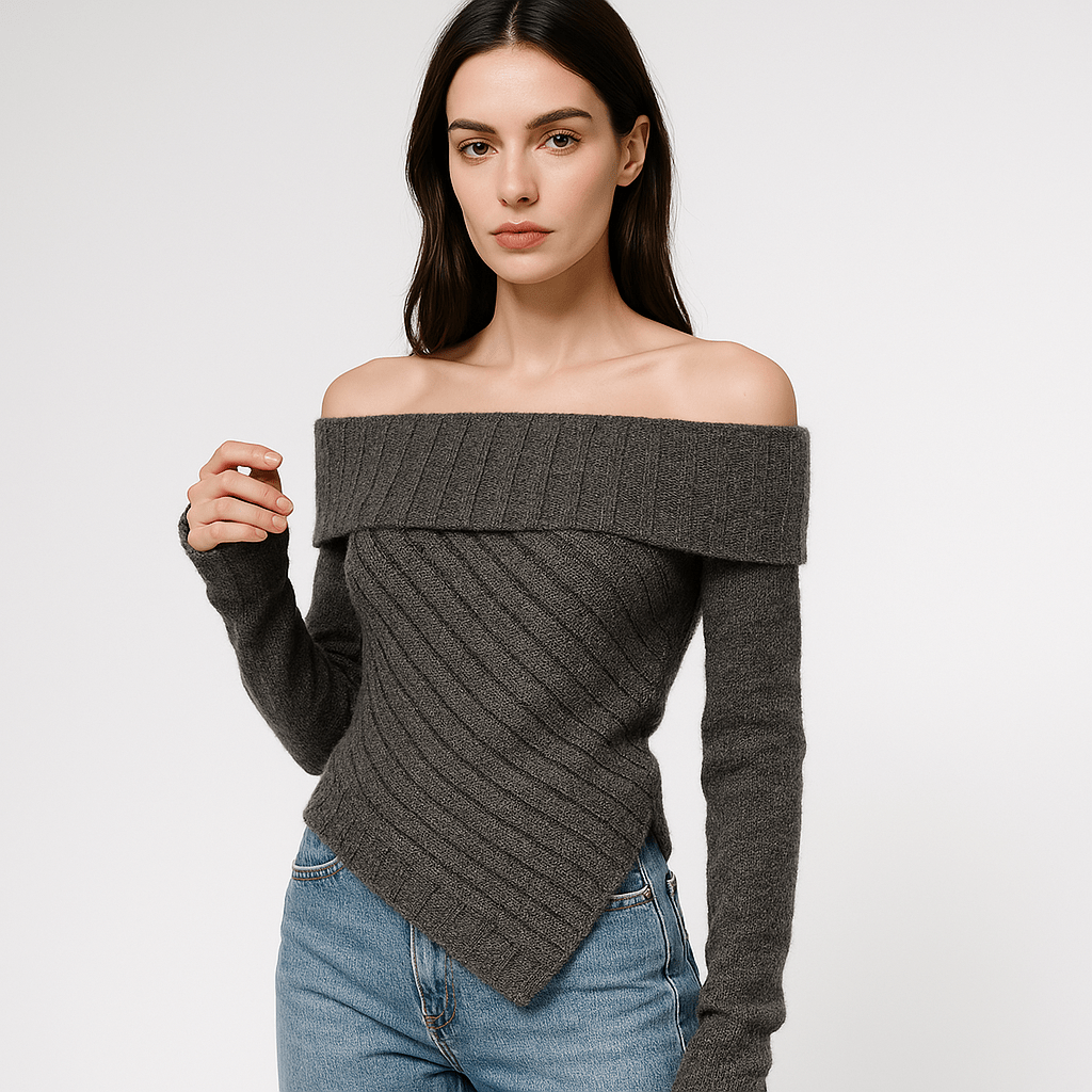 Lavinque Sweaters Pull Épaules Dénudées | Maille Côtelée | Élégance Moderne