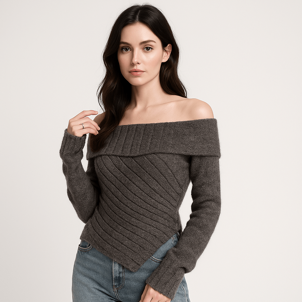 Lavinque Sweaters Pull Épaules Dénudées | Maille Côtelée | Élégance Moderne