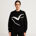 Lavinque Sweaters Pull Graphique Noir | Maille Douce | Style Oversize Moderne
