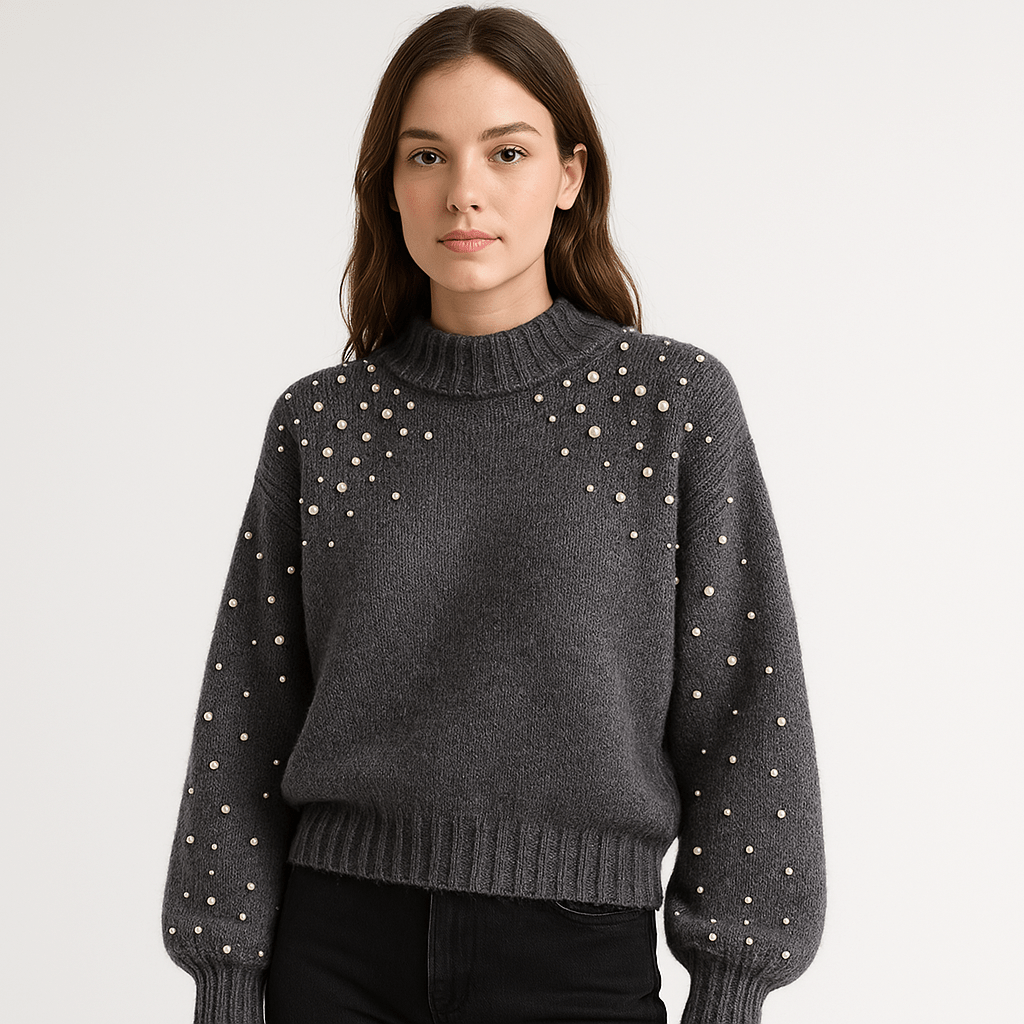 Lavinque Sweaters Pull Hiver Perlé | Manches Bouffantes | Confort et Élégance