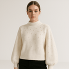 Lavinque Sweaters Pull Hiver Perlé | Manches Bouffantes | Confort et Élégance