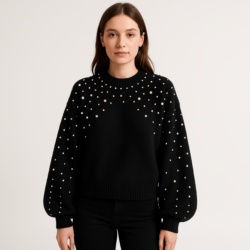 Lavinque Sweaters Pull Hiver Perlé | Manches Bouffantes | Confort et Élégance