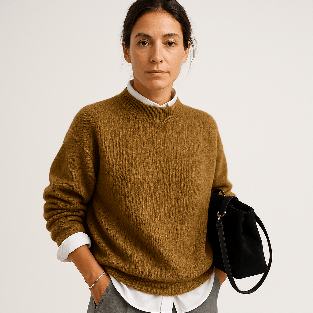 Lavinque Sweaters Pull Kaki Col Montant | Chaud et Minimaliste | Parfait pour le Bureau