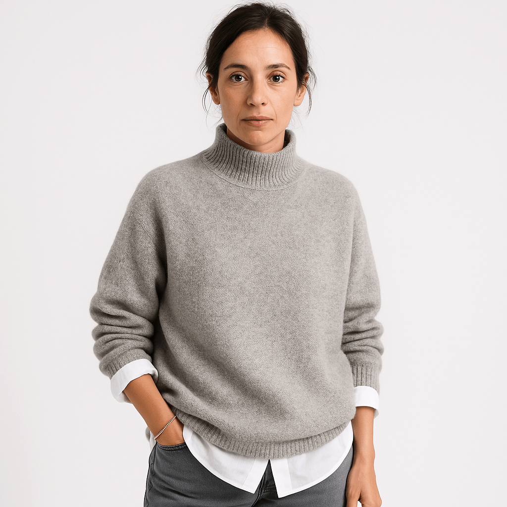 Lavinque Sweaters Pull Kaki Col Montant | Chaud et Minimaliste | Parfait pour le Bureau