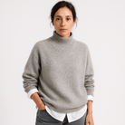 Lavinque Sweaters Pull Kaki Col Montant | Chaud et Minimaliste | Parfait pour le Bureau