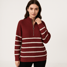 Lavinque sweaters Pull Rayé à Zip | Col Montant | Coupe Oversize et Confortable