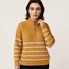 Lavinque sweaters Pull Rayé à Zip | Col Montant | Coupe Oversize et Confortable