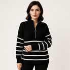 Lavinque sweaters Pull Rayé à Zip | Col Montant | Coupe Oversize et Confortable
