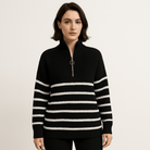 Lavinque sweaters Pull Rayé à Zip | Col Montant | Coupe Oversize et Confortable