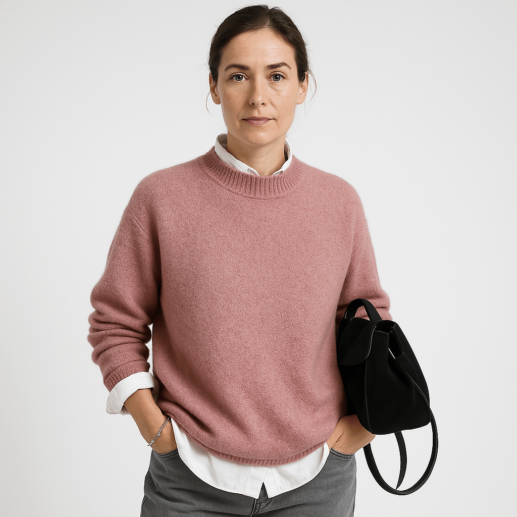 Lavinque Sweaters Rose / XS Pull Kaki Col Montant | Chaud et Minimaliste | Parfait pour le Bureau
