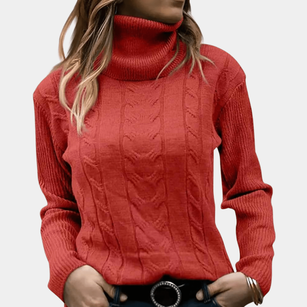 Lavinque sweaters Rouge / XS Pull Col Roulé Torsadé | Chaud | Élégant et Confortable