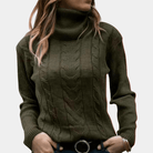 Lavinque sweaters Vert armée / XS Pull Col Roulé Torsadé | Chaud | Élégant et Confortable
