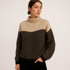 Lavinque Sweatshirts Beige / S Pull Graphique | Col Montant | Confort et Style d’Hiver