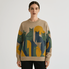 Lavinque Sweatshirts Beige / S Pull Motif Chats | Coton Doux | Graphique et Confortable