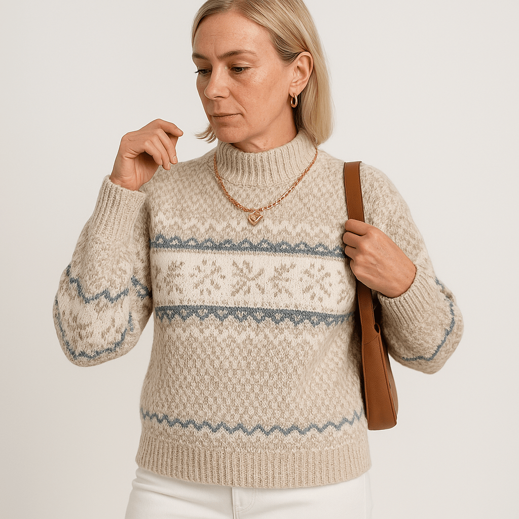 Lavinque Sweatshirts Beige / S Pull Motif Flocon | Bleu Givré | Chaleur & Style Hivernal
