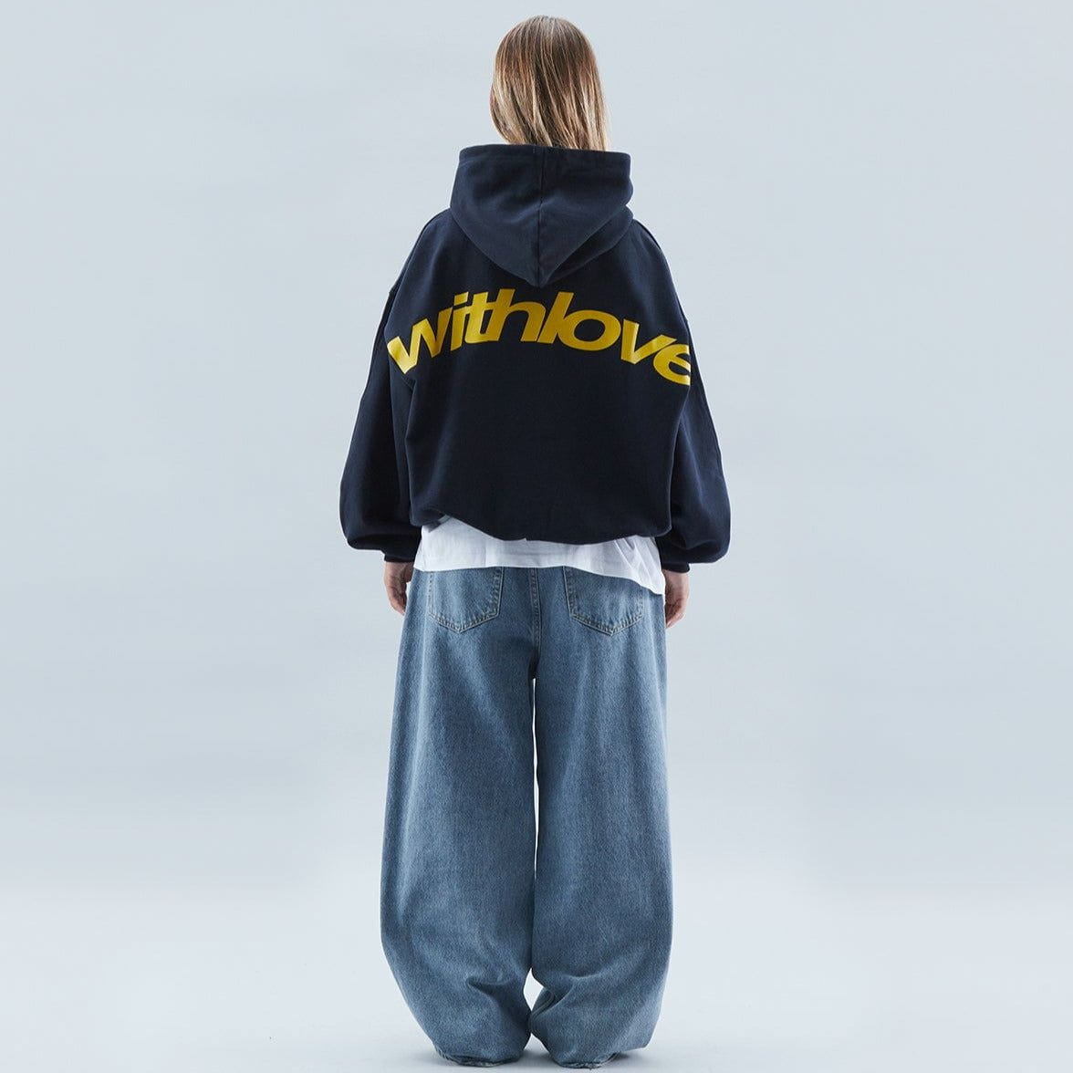 Lavinque Sweatshirts Bleu Marine / S Sweat à capuche imprimé "With Love" | Sweat | Confort et style décontracté
