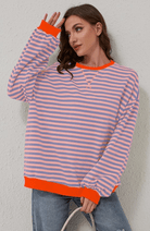 Lavinque Sweatshirts Bleu & Rose / S Sweat Oversize Rayé | Bleu et Blanc | Style Marin Décontracté