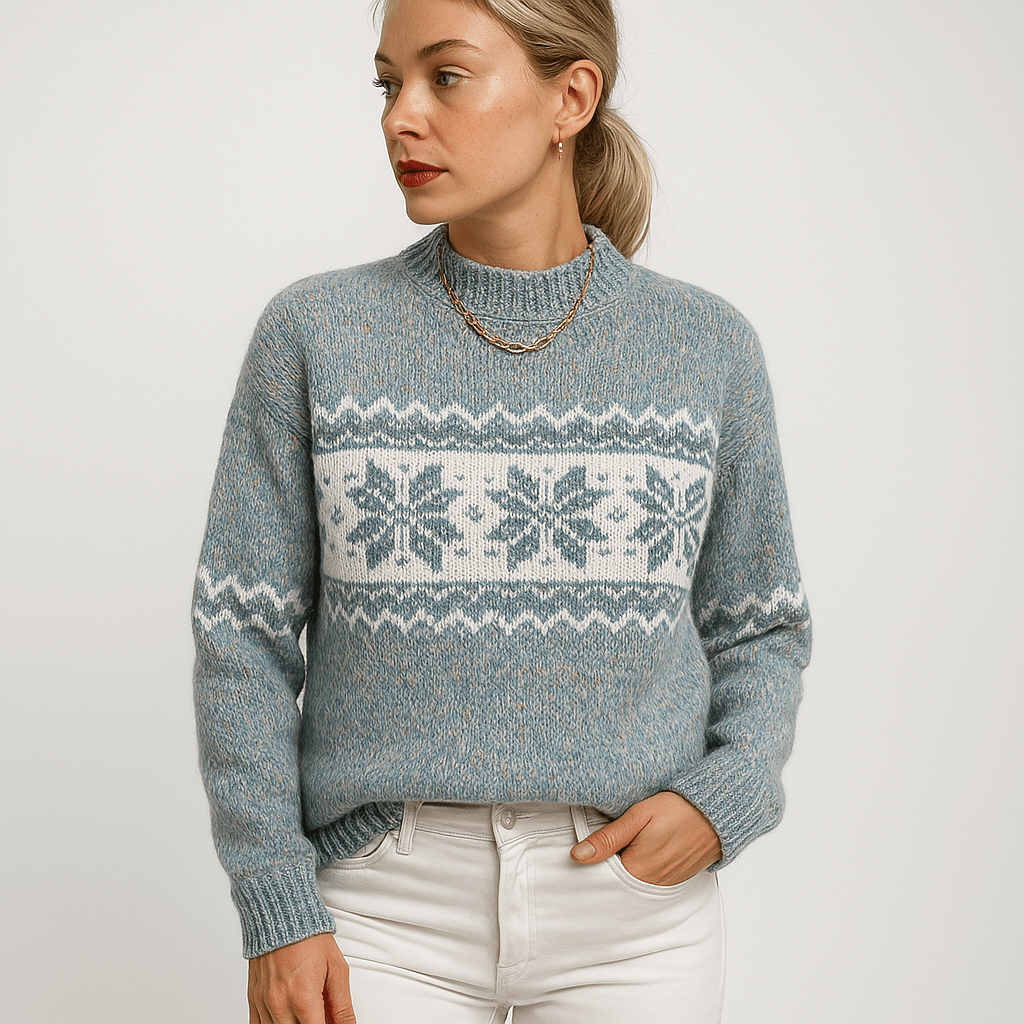 Lavinque Sweatshirts Bleu / S Pull Motif Flocon | Bleu Givré | Chaleur & Style Hivernal