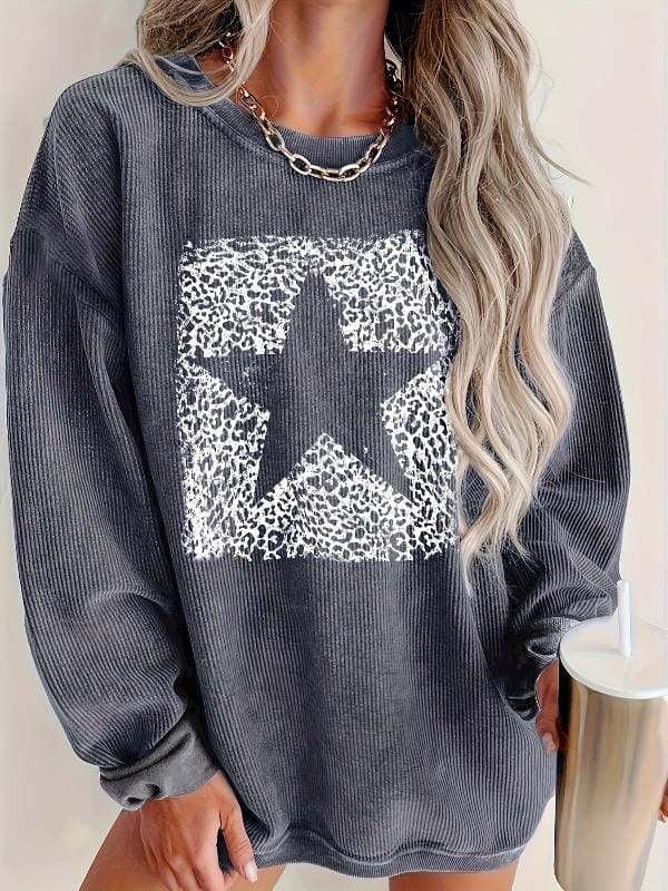 Lavinque Sweatshirts Gris foncé / S Sweat Oversize Étoile | Gris | Confortable et Tendance