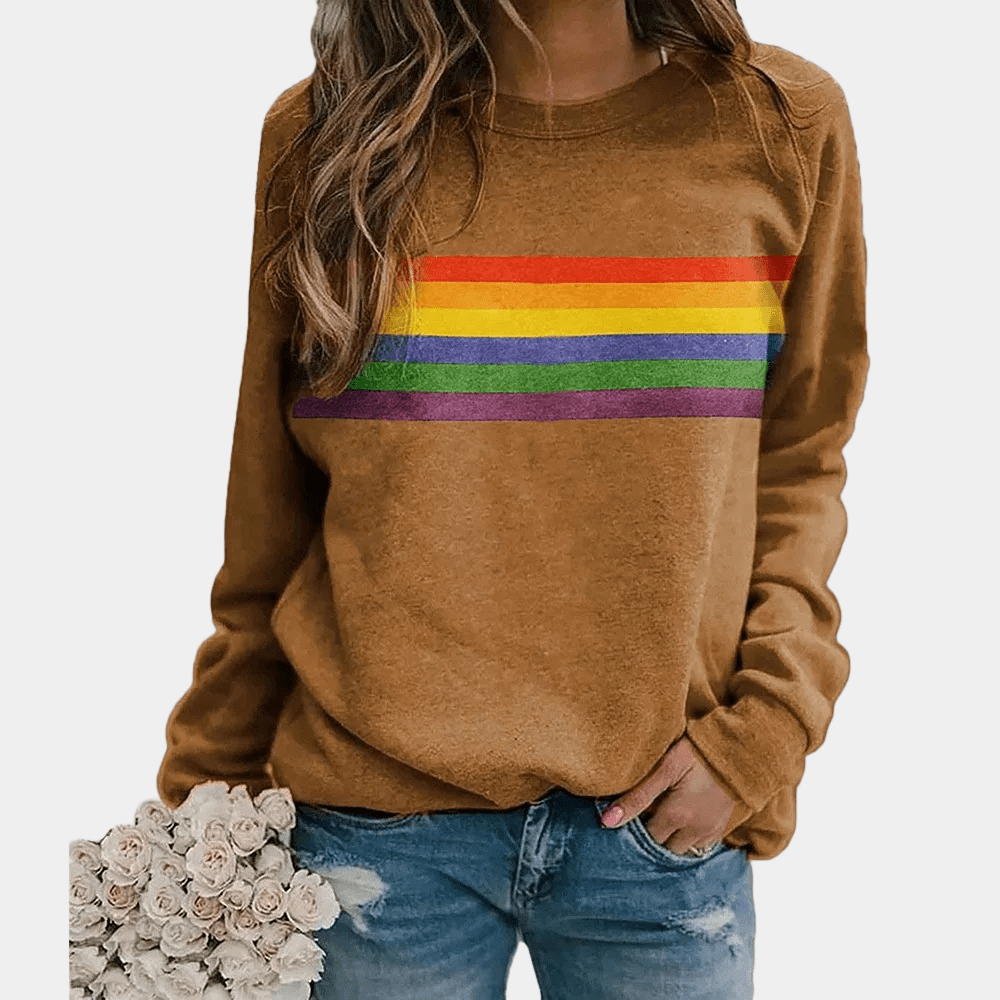 Lavinque Sweatshirts Kaki / S Sweat Oversize Arc-en-Ciel | Décontracté | Doux et Confortable