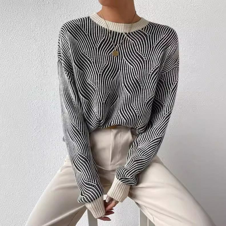 Lavinque Sweatshirts Noir-Blanc / S Pull rayé texturé | Pull | Confortable et élégant