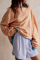 Lavinque Sweatshirts Orange & Bleu / S Sweat Oversize Rayé | Bleu et Blanc | Style Marin Décontracté