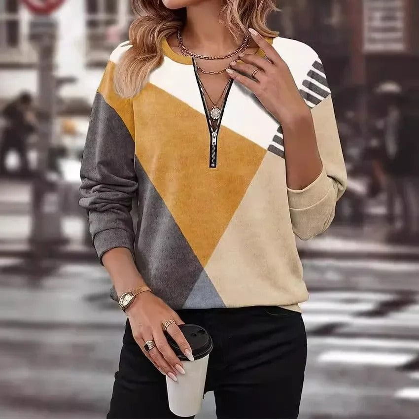 Lavinque Sweatshirts Orange / S Sweatshirt à Motif Graphique avec Zip | Style Moderne & Confortable | Casual Chic