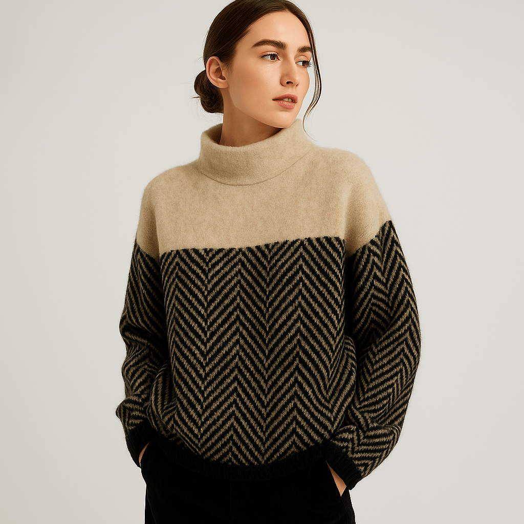 Lavinque Sweatshirts Pull Graphique | Col Montant | Confort et Style d’Hiver