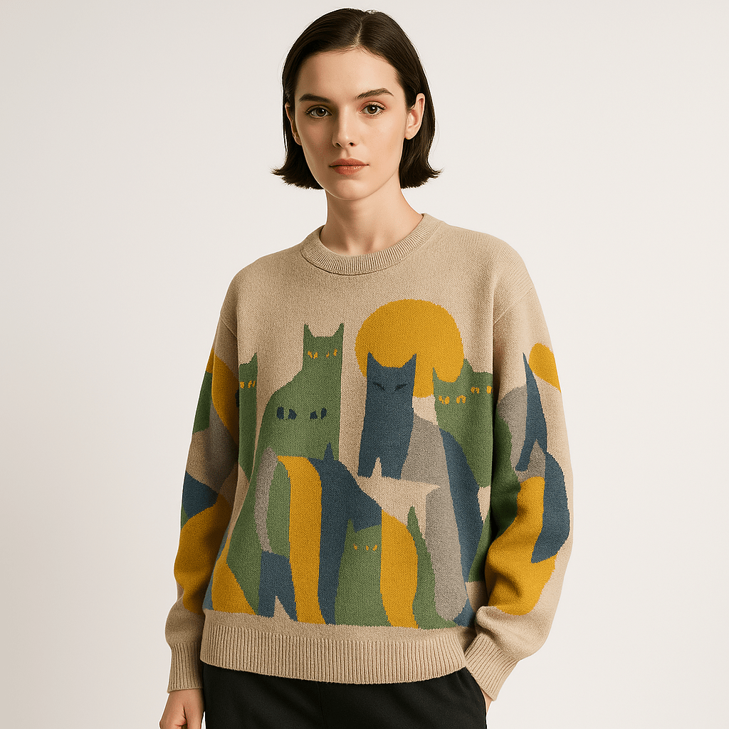 Lavinque Sweatshirts Pull Motif Chats | Coton Doux | Graphique et Confortable