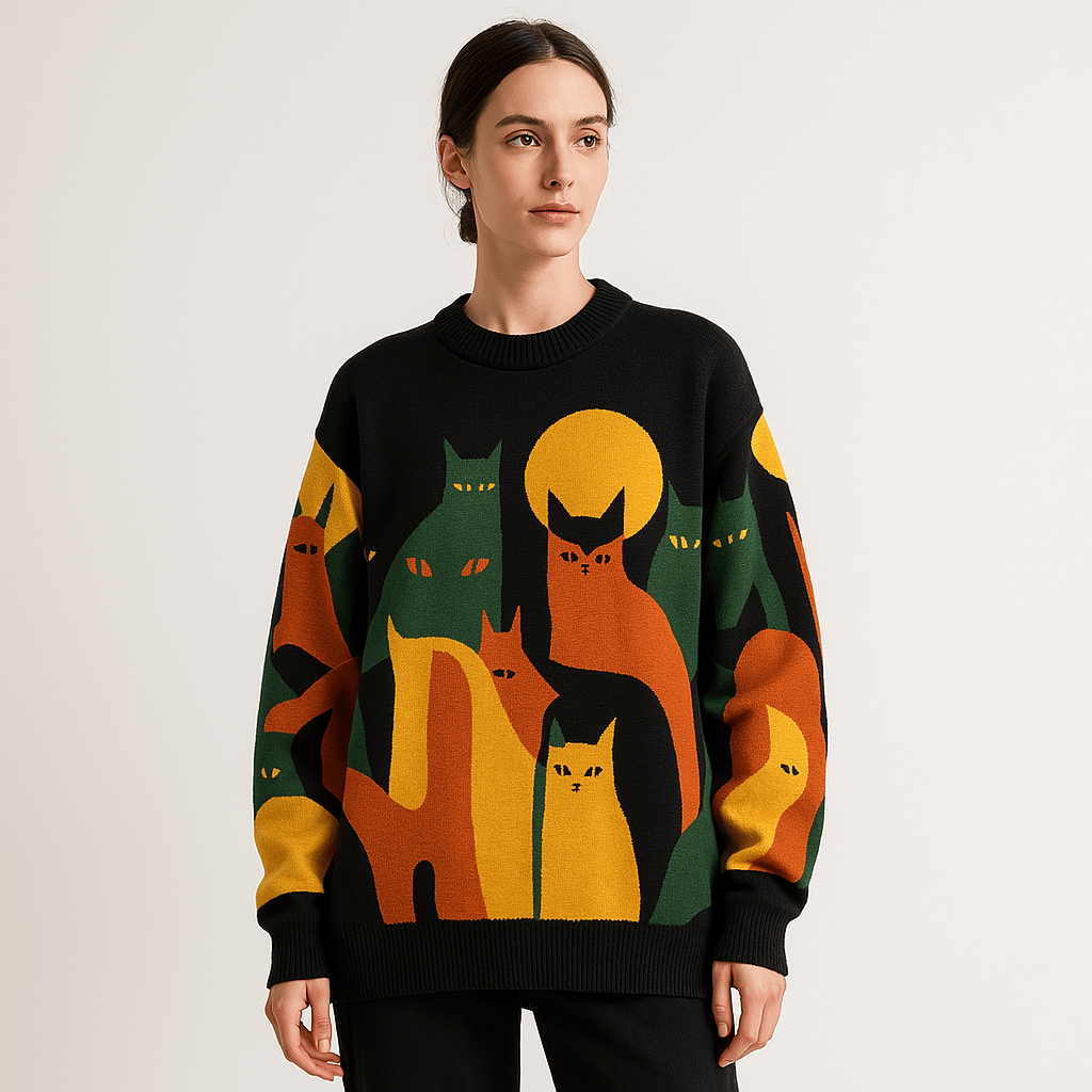 Lavinque Sweatshirts Pull Motif Chats | Coton Doux | Graphique et Confortable