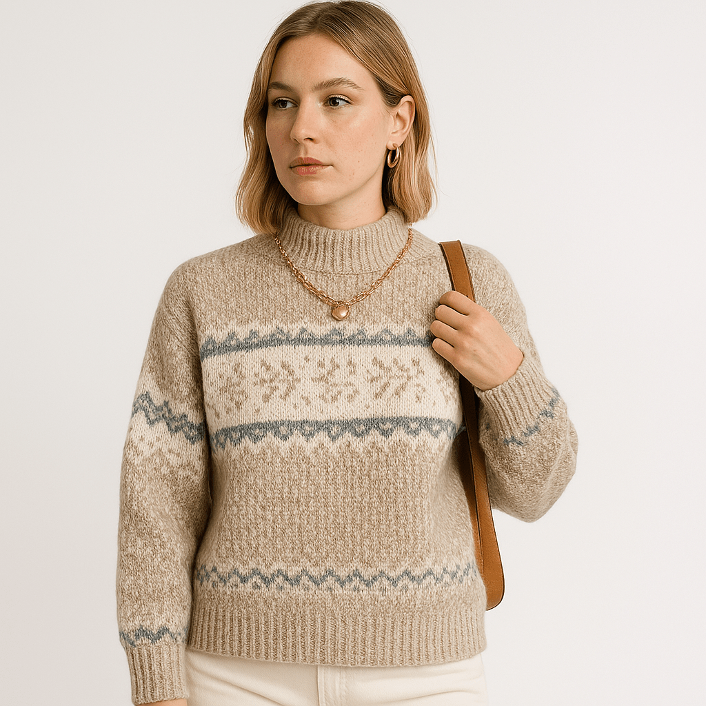 Lavinque Sweatshirts Pull Motif Flocon | Bleu Givré | Chaleur & Style Hivernal