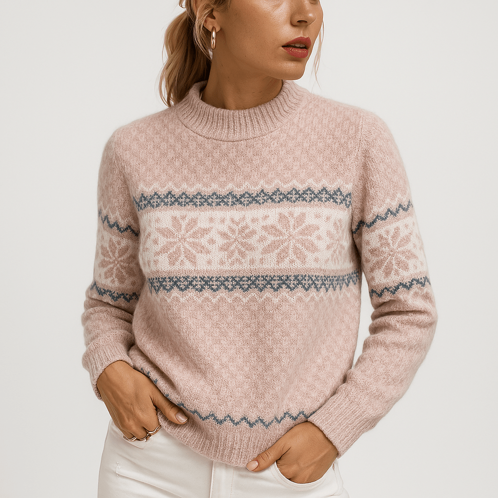 Lavinque Sweatshirts Pull Motif Flocon | Bleu Givré | Chaleur & Style Hivernal