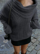 Lavinque Sweatshirts Pull Oversize Épaules Dénudées | Tricoté | Chic et Confort Absolu
