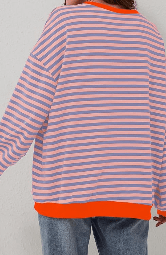 Lavinque Sweatshirts Sweat Oversize Rayé | Bleu et Blanc | Style Marin Décontracté