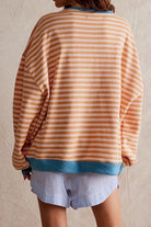 Lavinque Sweatshirts Sweat Oversize Rayé | Bleu et Blanc | Style Marin Décontracté