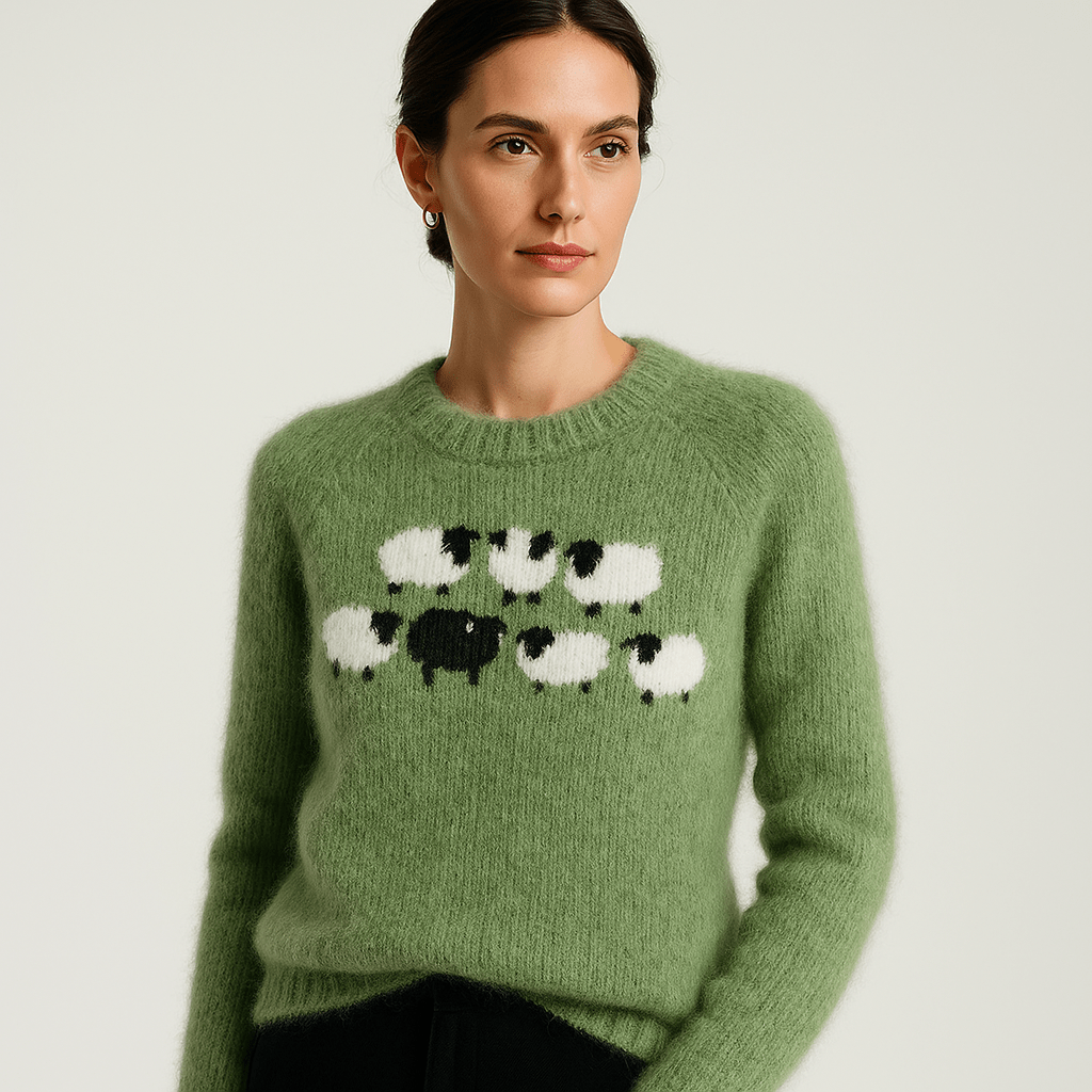 Lavinque Sweatshirts Vert / S Pull Jacquard Hiver | Motif Scandinave | Chaud et Confortable